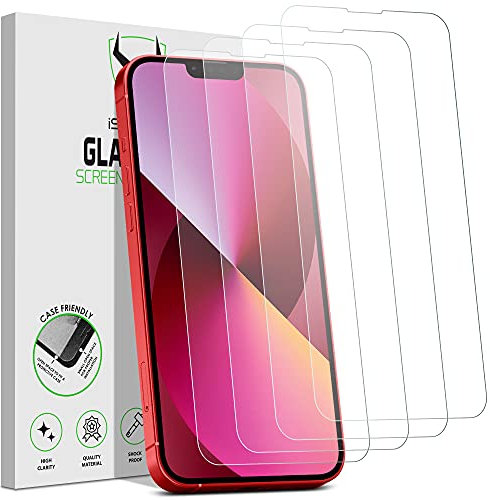 iSOUL Screen Protector Compatible with iPhone 13/13 Pro 6.1 Inch, Tempered Glass HD Film, 4-Pack