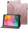 Rostsant Coque Samsung Tab A8 2019= Papillon en Relief Etui en Cuir PU Portefeuille Porte-Stylo Tablette Housse de Protection pour Samsung Galaxy Tab A8 2019 8.0 Pouces SM-T290/SM-T295 - Or Rose