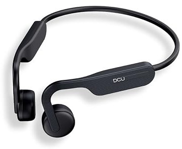 DCU TECNOLOGIC | Auriculares Bluetooth, Auriculares de Conducción Ósea, Cascos Deportivos Inalámbricos, 8 h Uso, IPX5, Open-Ear, Negros