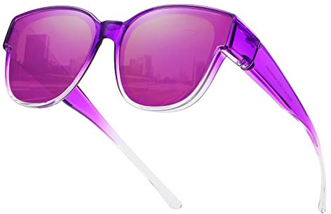 SHEEN KELLY Übergroße TR90 Passt über Sonnenbrillenspiegelspiegelpolarisierte Linse Cateye für Frauen Fahrerbrillen über Gläser Leicht