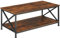 tectake Couchtisch aus Holz und Metall, Wohnzimmertisch im Industrie-Design, 100 x 55 x 45,5 cm, Sofatisch mit 2 Ablagen in Holzoptik, schwarzes Metallgestell (Industrial Dunkelbraun)
