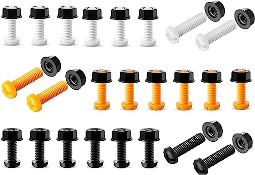 TuoYi 24 Pack Plastic License Plate Screws with Nuts,Car License Plate Fixing Fitting Kits Number Plate Screws Nuts Bolts Fixings for Car Auto Motorcycle