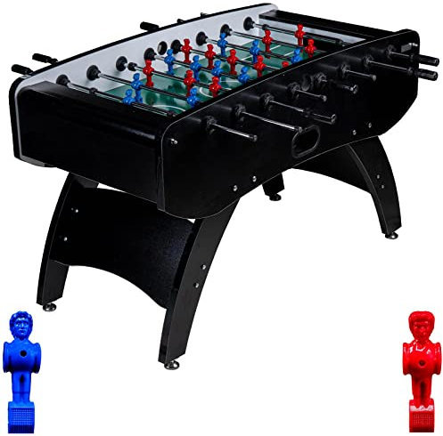 RAMROXX Fußball Tischkicker Profi Schwarz grünes Spielfeld Figuren Blau Rot 80kg