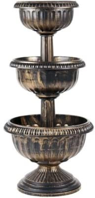 night zone Antique Bronze Plastic Flowerpot Outdoor Garden Flower Planter - 3 Tier