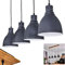 HOFSTEIN Hängeleuchte Malabe, moderne Hängelampe aus Holz/Metall in Natur/Schwarz/Weiß, 4-flammig, 4 x E27, Pendelleuchte im Industrial Design, Höhe max. 150 cm, ohne Leuchtmittel