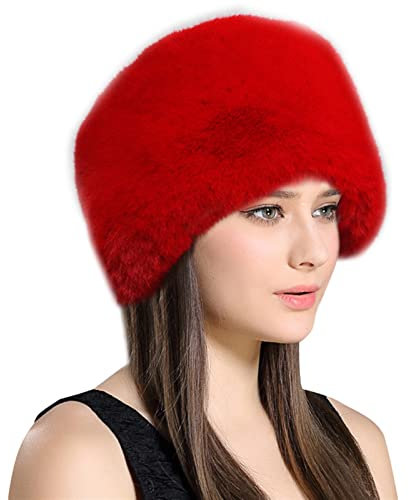 Lifup Damen Fellimitat Hut Cossack Russische Mütze Kosakenmütze für Reisen, Skifahren, Wandern Rot