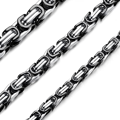 Roheafer Königskette Silber/Schwarze Ketten für Herren 4/6/8MM Edelstahl Dicke Schwere Kette Hip Hop Schmuck für Männer 51-76 Halskette