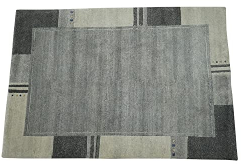 Grau Nepal Teppich Handgeknüpft Beige 100% Wolle Orientteppich 125x180 cm N751