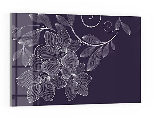 DEQORI Glas-Magnettafel | 60x40 cm groß | Motiv Elegante Liliengrafik | Memo-Board aus Glas | Magnetboard inkl. Magnete, Stift & Tuch für Küche & Büro | Tafel magnetisch & beschreibbar