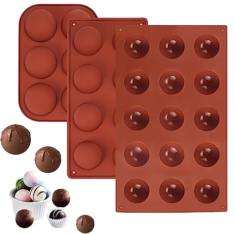 3 Stück Hemisphere Silikonform Kugel, Schokoladenformen, Kleine Hemisphere Halbkugel, Kugel Flexible Schokoladenform, Halbkugel Silikonform für Herstellung von Schokolade, Kuchen, Gelee, Dome-Mousse