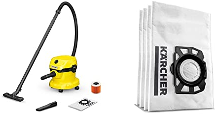 Bundle of Kärcher Wet & Dry Vacuum Cleaner WD 2 Plus, blowing function, power: 1000w, plastic container: 12 l, suction hose: 1.8 m, incl. cartridge filter + Kärcher Original Fleece Filter