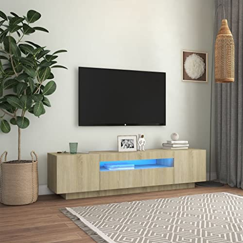 Mobile Porta TV,mobile tv soggiorno mobile tv moderno con Spazio di Archiviazione Adatto per camera da letto, soggiorno, B&B, hotel con Luci LED Rovere Sonoma 160x35x40 cm