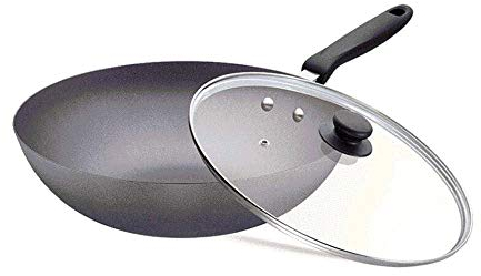 Nonstick Woks and Stir Fry Pans with Lid, Frying Basket Steam Rack, Nonstick Wok Pan with Lid