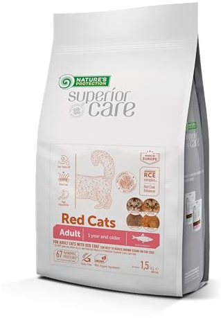 Nature's Protection Superior Care Dry Cat Food For Adult Red Cats (1.5 kg) | Grain Free with Herring | Hypoallergenic Cat Food for All Breeds | Hairball Control, Tear Stain Off, Healthy Skin & Coat