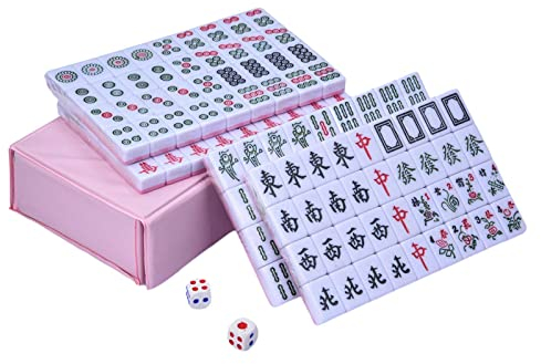 Mahjong | -Jeu De Mahjong | Tuiles De Mahjong De Voyage | Ensemble Jeu Mahjong Chinois Professionnel | Jeu Société Traditionnel Chinois Multijoueur Portable Résistant À l'usure