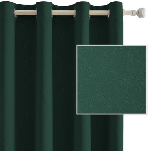 Ystyle Lot De 2 Rideau Occultant, 140x240 CM, Rideau Thermique Isolant Anti Froid et Chaleur À Oeillets, Isolation Lumiere Anti UV Decoration pour Maison Chambre Salon Intérieurs, Verde Scuro