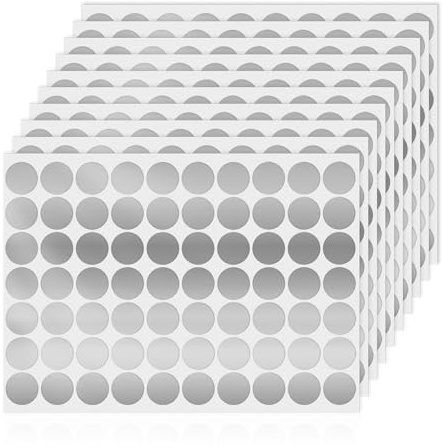 YIKIADA 700 Stück Silber Klebepunkte Aufkleber 25 mm Vinyl Selbstklebende Abnehmbar Runde Etiketten Wasserdicht Punktaufkleber für Büro