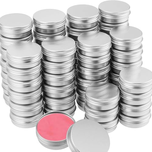 ZOENHOU 40 Pack 30ml 1oz Aluminum Tin Cans, Screw Top Round Tin Jars, Small Empty Travel Container Tins Storage Jars Pots