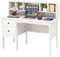 COSTWAY Mesa de Ordenador 120x60cm, 2 Cajones, Estante de 5 Cubículos, Blanco, Moderno, para Oficina y Estudio