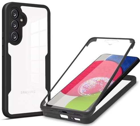 Wigento Für Samsung Galaxy A55 360 Grad Full Cover Acrylic Hybrid TPU Schutz Handy Hülle Schwarz