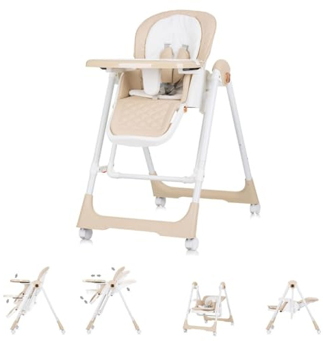 Chipolino Kinderhochstuhl 2 in 1 Milk Shake, verstellbar, Babyschaukel, Räder, Farbe:beige