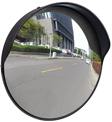JUDYY Verkehrsspiegel Konvex PC-Kunststoff Schwarz 30 cm Outdoor, Ausfahrt Spiegel, Konvexer Spiegel, Spiegel Ausfahrt, Traffic Mirror, Einparkhilfe Garage