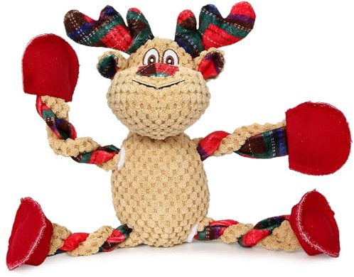 IOKHEIRA Weihnachtshundespielzeug, Plüschspielzeug für kleine Hunde, interaktives Hundespielzeug mit Knisterpapier