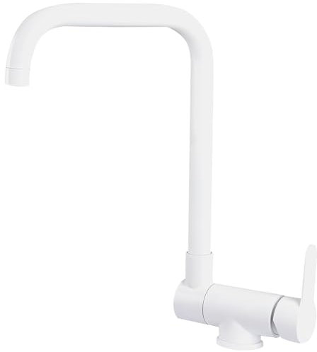 DMOZMSY Grifo Cocina Abatible Bajo Ventana 304 Acero Inoxidable Grifo Cocina Flexible Para Acampar RV Boat(Blanco)