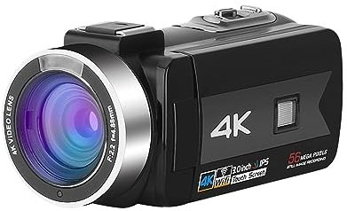 MZZYG Video Camera 56MP Digital Cameras For Live Streaming Webcam 4K UHD Vlog Video Recording Photographic Camcorder Recorder Night Vision(32G SD Card,Blue)