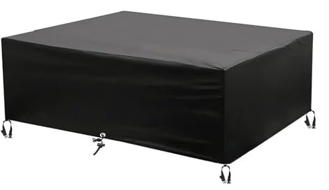 HYFBH Gartenmöbel Abdeckung Winterfest Schwarz, 160x90x15cm/LxWxH Abdeckungen für Gartenmöbel Schutzhülle Gartenmöbel, Plane für Gartentisch Lounge Abdeckung Terrassenmöbel Abdeckplane Gartenmöbel