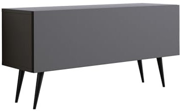 3E 3xE living.com TV-Schrank in Farbe Anthrazit, Schwarze Beine, A: B: 100 cm, H: 52 cm, T: 32 cm,