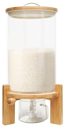 Garbenat 7.5L Müslispender, Glas Cerealienspender, Müsli Vorratsdosen mit Runder Sockel & Deckel 20x30cm Lebensmittelspender Vorratsbehälter Luftdicht für Aufbewahrung von Reis, Mehl, Nüssen