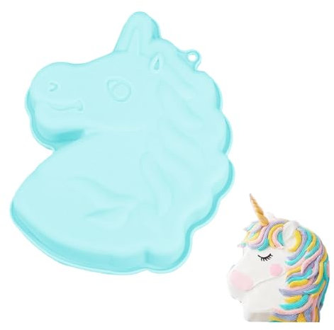 Smavles Einhorn Backform Unicorn 3d Kuchenform für backen Kindergeburtstag Silikonform Für Die Kindergeburtstagsfeier Können Daraus Kuchen, Schokolade,Dessertpudding Usw,Hergestellt Werden(Hellgrünt)