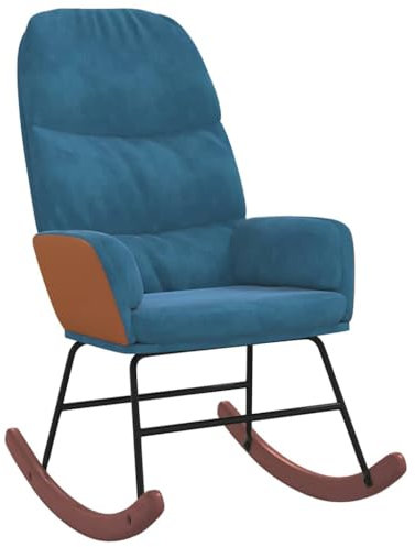 vidaXL Blauer Schaukelstuhl aus Samt, Stuhl, Loungestuhl, Relaxstuhl, Liegestuhl, Sitzgelegenheit, Schaukel, Relaxstuhl, Samtstuhl
