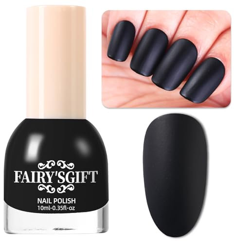 Matte Nail Polish Air Dry Nail Lacquer for Nail Art Varnish, Mist Effect Matte Finish Velvet Nail Polish, 0.35 fl oz (Piano Black-09, 10 ML)