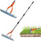 Rastrillos de paja de 70 x 15 pulgadas con dientes de acero y mango resistente, rastrillo escarificador, rastrillos de jardín, rastrillo para jardinería, rastrillo resistente, herramienta de jardín