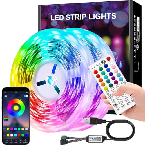 LED Streifen 40M (2 Rollen 20m), Bluetooth LED Strip mit Fernbedienung und App, RGB Amb. Lightstrip, 16 Mio. Farbwechsel LED-Lichtband Sync mit Musik für Innenbereich Schlafzimmer Dekor