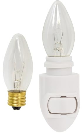 Replacement Night Light Base with Two 5W C7 Bulbs – Standard Plug-in Nightlight Module, On/Off Switch, E12 Socket, UL Certified White Base for Decorative Covers & Home Lighting from SassyXpressions