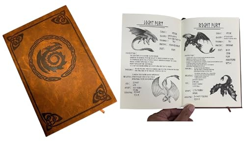 Costumeteers Bork der Kühne Drachentrainingshandbuch Replika Buch Wikinger Fantasy Cosplay Berk Journal Requisite Faux Leder Cover Gedruckt Braun
