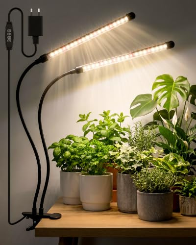 Bamworld Pflanzenlampe LED Vollspektrum, Grow Lampe für Zimmerpflanzen, Energiesparende LED Grow Lampe, Höhenverstellbar & Timer Funktion, Geeignet für Indoor Pflanzen & Kräuter