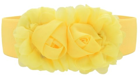 TeeYee Damen Mädchen Große Blumen Schnalle Elastische Breite Gürtel | Einstellbar Tailleband,Women Elastic Belt,Gürtel mit Blumen, für Mädchen