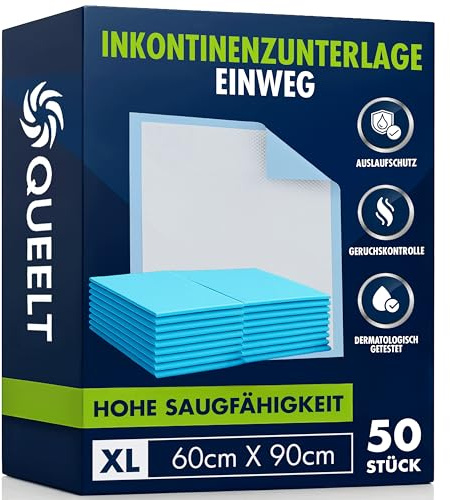 Inkontinenzunterlagen Einweg 50 Stück – XL-Format 60 × 90 cm, saugstarke Bettunterlagen mit Auslaufschutz