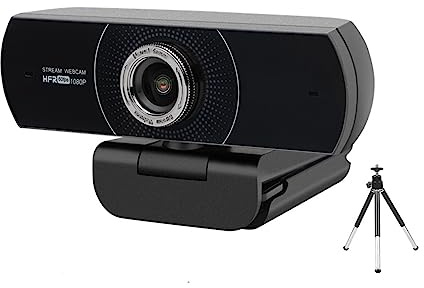MNMIOIO Webcam avec Microphone, Webcam HD 1080P 60fps Caméra Web USB avec Microphone for conférence PC avec trépied for conférence, Diffusion en Direct, Enregistrement