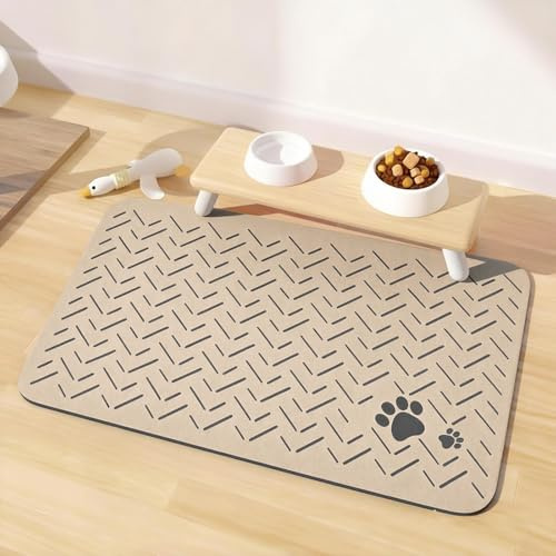 Dog Feeding Mat - 40 x 60 cm Absorbent Pet Food Mat Large for Dog Food Bowl and Water Bowl, No Stains and Quick Dry Cat Pet Feeding Mats, Non Slip Pet Supplies, Keep Floors Clean(Brown, 40 x 60 cm)