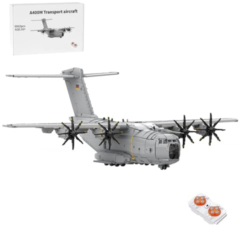 Vectolbricks Klemmbausteine A400M Atlas-Transportflugzeug Modell, 8862 Teile Großes Transportflugzeug Militär Flugzeug Modell Set (Dynamische Version)