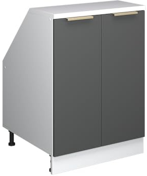 Vicco Küchenschrank für Dachschrägen R-Line, Anthrazit-Gold, 60 cm mit 2 Türen, Schrankkorpus 60 cm Tiefe, zur freien Kombination innerhalb modularer Küchensysteme