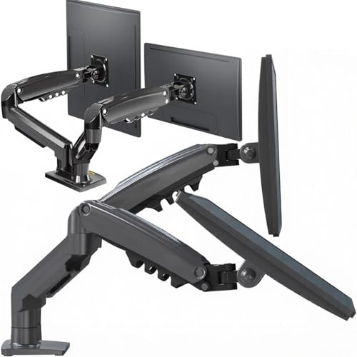 LTC Doppel-Monitorhalterung für 17-40 Zoll Bildschirme – Ergonomischer Gasdruckfeder Monitorarm für 2 Monitore, Höhenverstellbar, Neigbar, Schwenkbar, VESA 75x75 & 100x100, Belastbar bis 15kg pro Arm