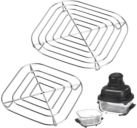 2PCS Air Fryer Crisper Rack, Stainless Steel Replacement Grill Tray for Ninja Crispi Air Fryer FN101 AS101,Air Fryer Accessories Crisper Plate Containers Dishwasher Safe Air Fryer Rack for Ninja