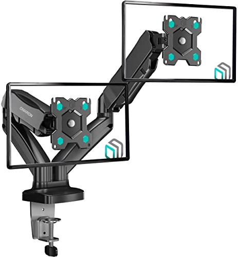 ONKRON Double Monitor Arm Desk Mount for 13-32 Inch Screens, Dual Screen Mount up to 8 kg Each - Gas Spring Dual Monitor Arm VESA 75x75 & 100x100/Dual monitor mount Tilt Swivel Rotation G160-B Black