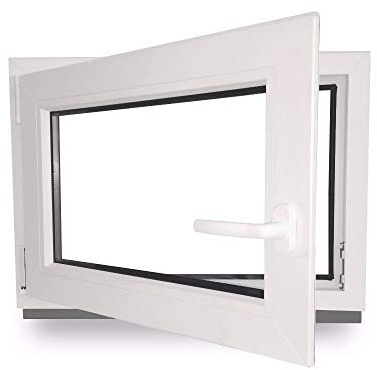 Kunststofffenster - 2-Fach Verglasung - 70 mm Rahmenprofil - innen weiß, außen weiß- BxH: 900x600 mm DIN Links